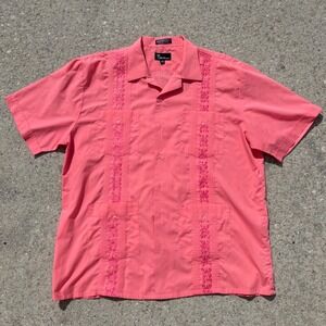 Omega Fashion Cuban Guayabera Shirt Lot of 4 Coral Yellow Green 2X Short Sleeve